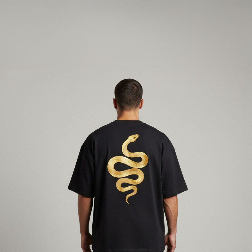 Black Golden Snake Tshirt — Men