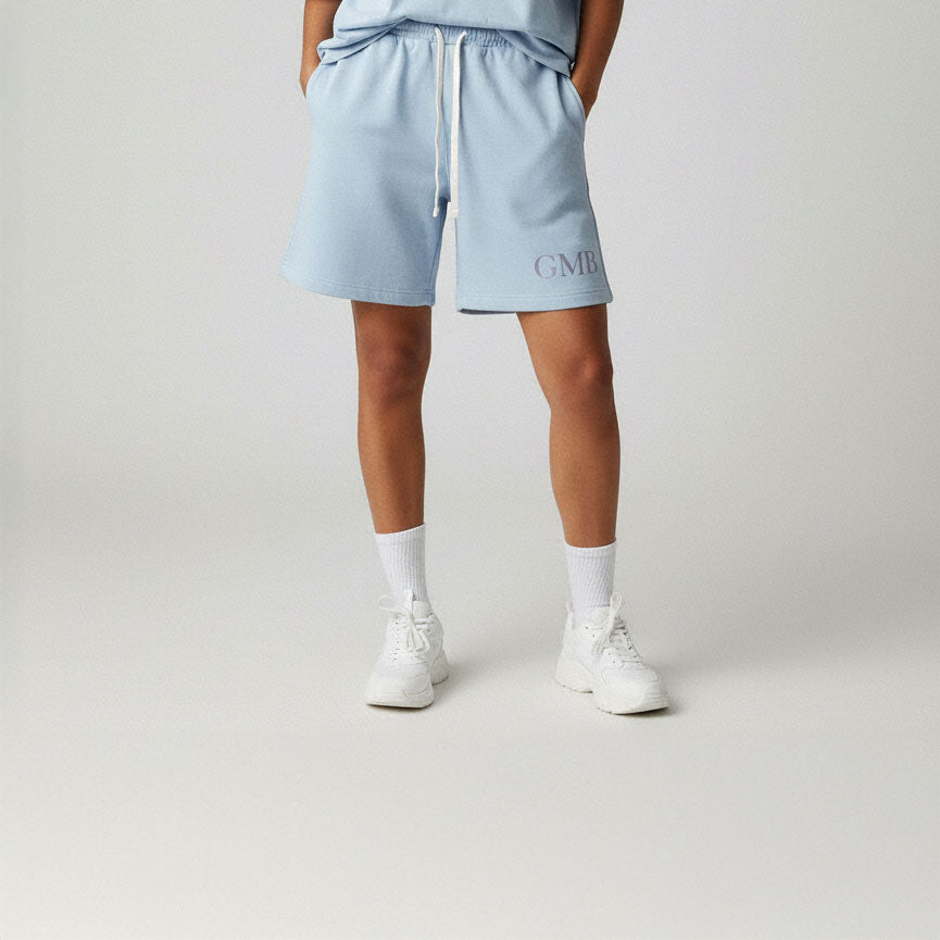 Baby Blue Grey Snake Shorts — Women