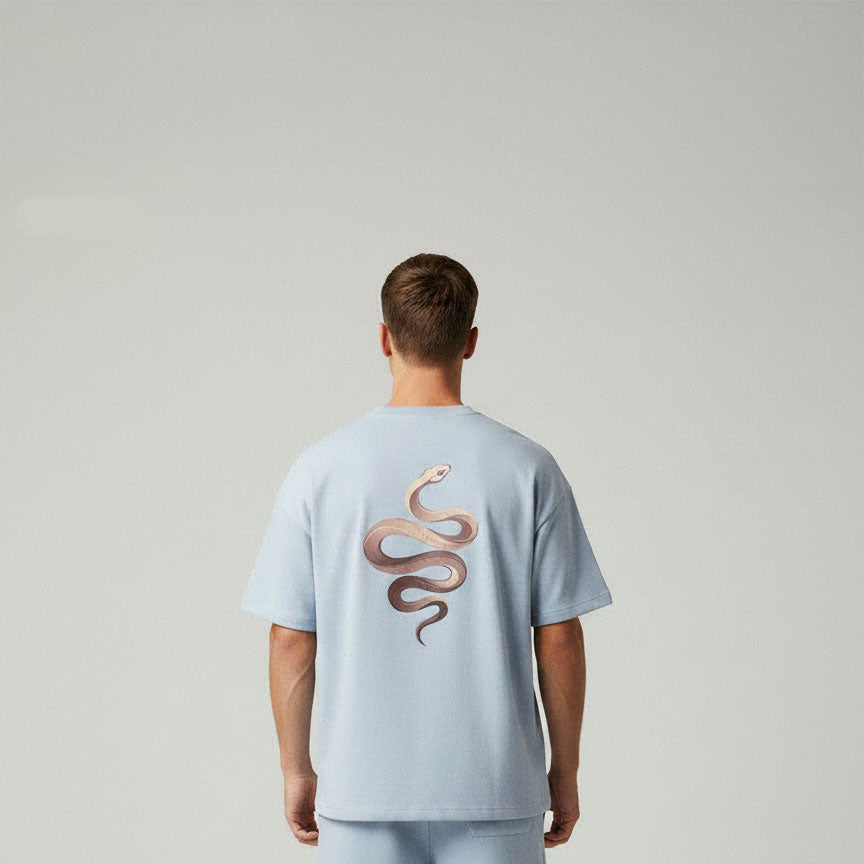 Baby Blue Grey Snake Tshirt — Men