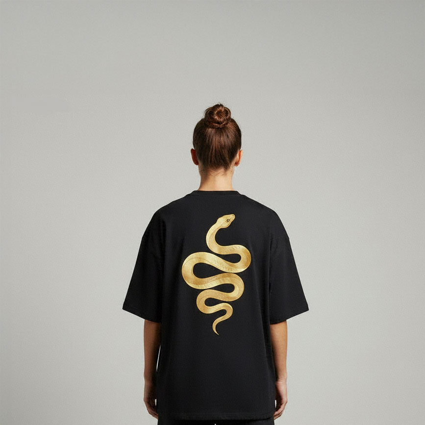 Black Golden Snake Tshirt — Women