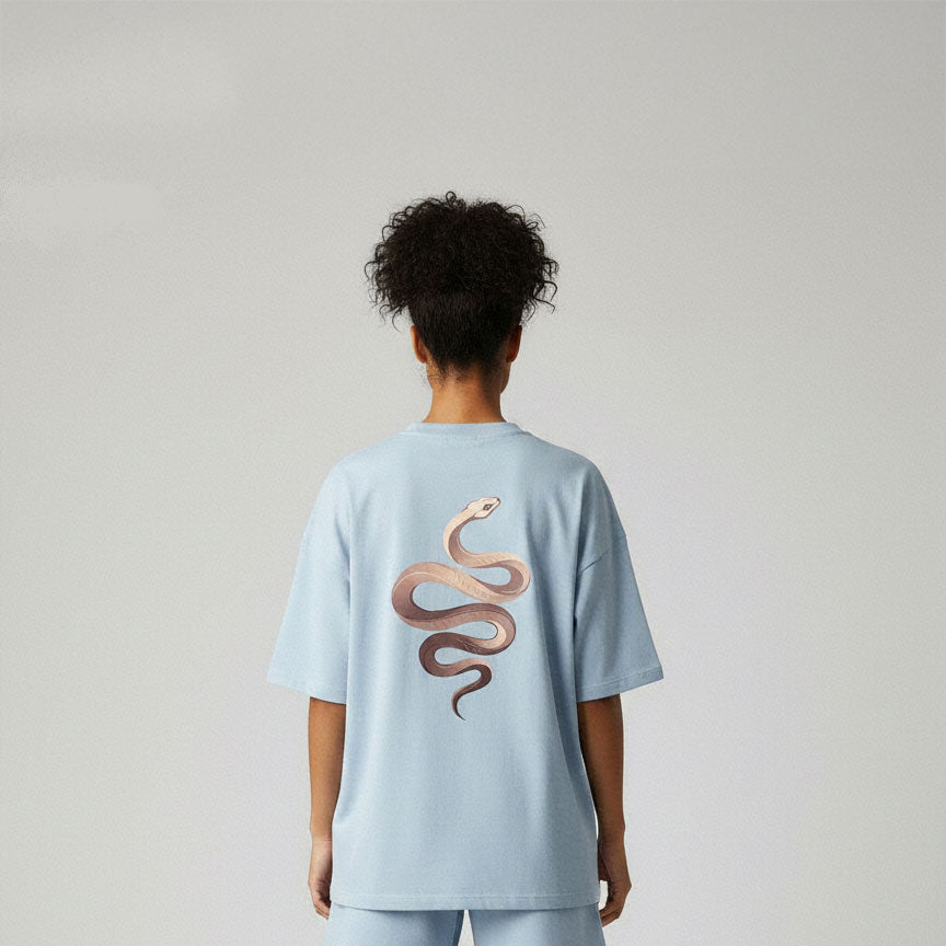 Baby Blue Grey Snake Tshirt — Women
