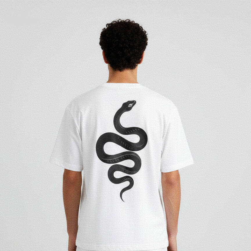 White Black Snake Tshirt — Men
